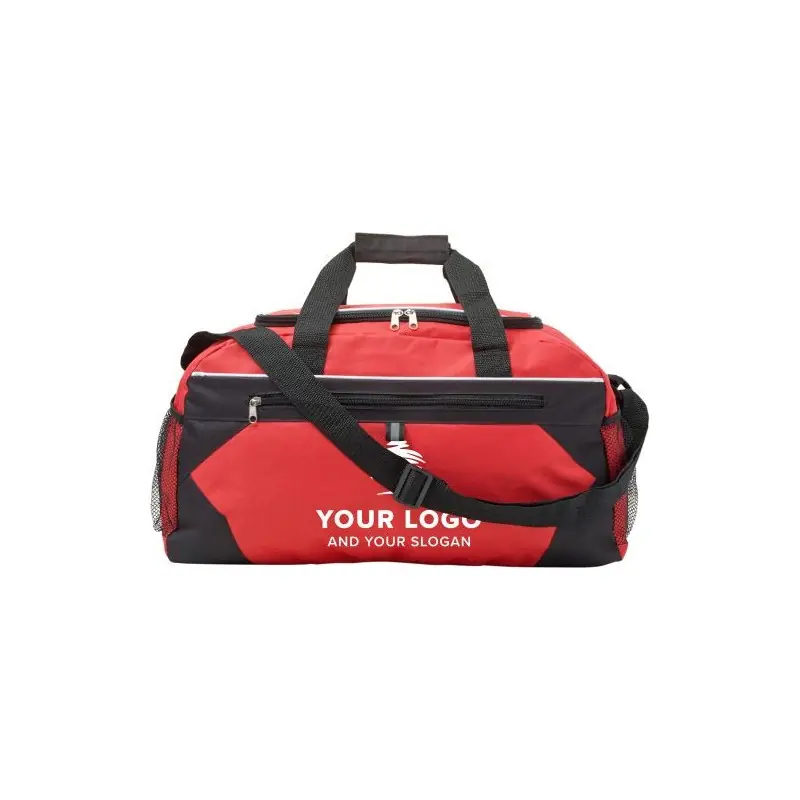 Sac de sport personnalisé en polyester idéal pour vos loisirs - Daphne Matières : bambou Couleurs : argenté impression logo haut