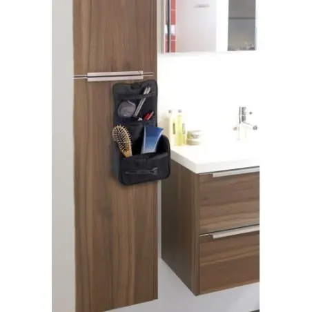 Trousse de toilette personnalisée en polyester Noëlle Matières : polyester Taille textile : M Couleurs : gris impression haute d