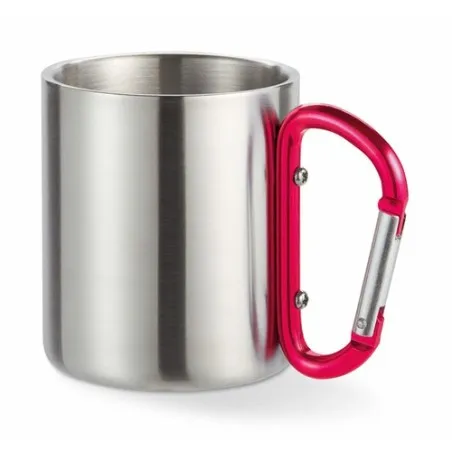 Mug en acier inoxydable personnalisé avec anse mousqueton - TRUMBO Matières : grès Couleurs : noir personnalisable avec votre lo