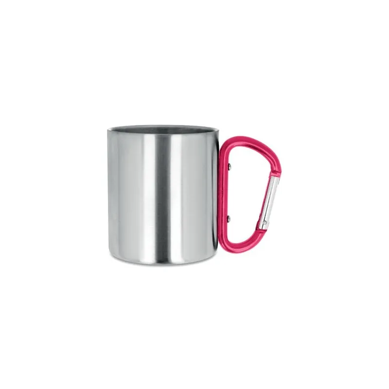 Mug en acier inoxydable personnalisé avec anse mousqueton - TRUMBO Matières : grès Couleurs : noir marquage laser ultra précis