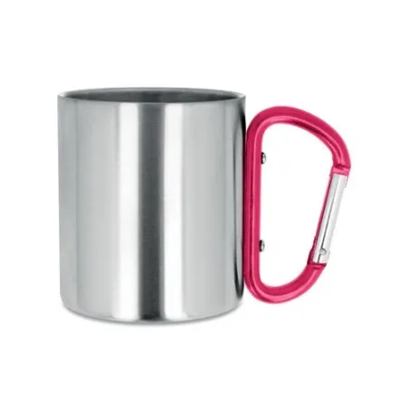 Mug en acier inoxydable personnalisé avec anse mousqueton - TRUMBO Matières : grès Couleurs : noir marquage laser ultra précis