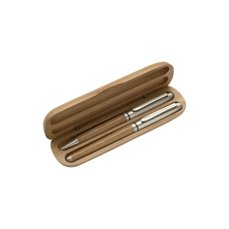 Parure Écriture Écologique en Bambou : Stylo Bille et Roller Addie Matières : bois Couleurs : vert goodies publicitaire événemen