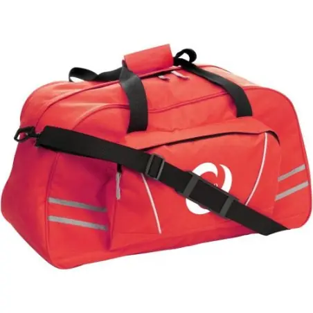 Sac de sport publicitaire en polyester - Marwan Matières : bois Couleurs : bleu clair marquage laser ultra précis