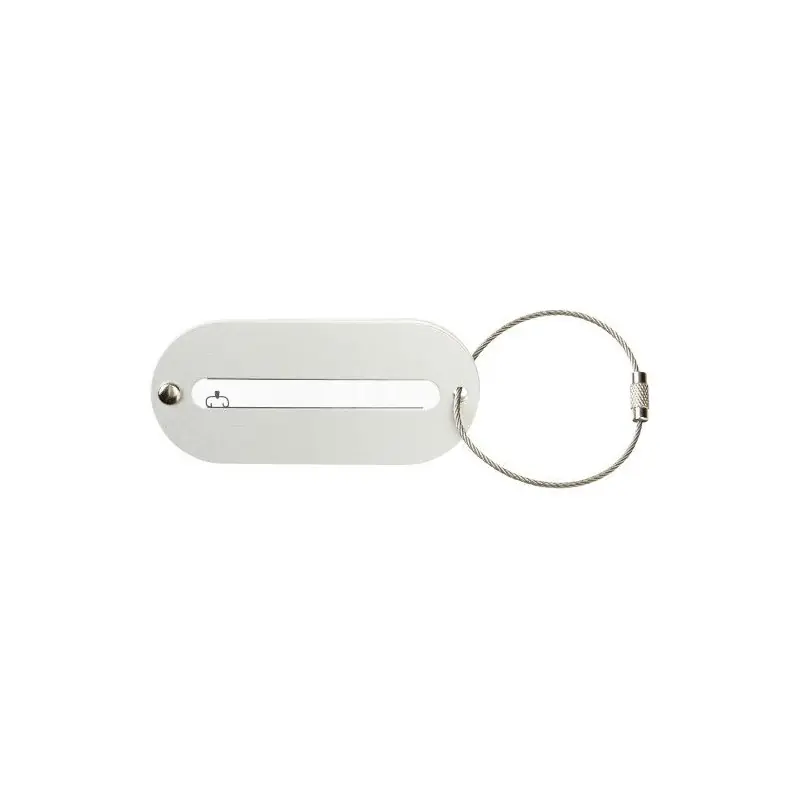 Étiquette de valise personnalisable en aluminium - Isa, accessoire publicitaire Matières : acier inoxydable Couleurs : blanc per