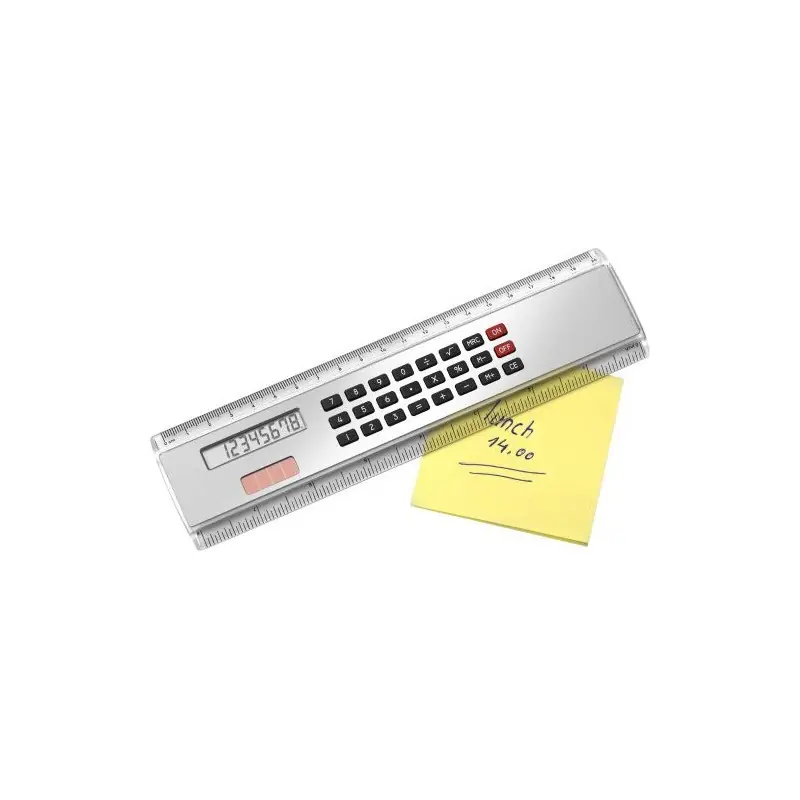Règle en plastique 20 cm avec calculatrice solaire