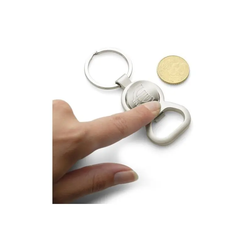 Porte-clés en métal écologique avec décapsuleur pour cadeau d'entreprise Soren Matières : coton Couleurs : bleu marine cadeau en