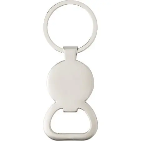 Porte-clés en métal écologique avec décapsuleur pour cadeau d'entreprise Soren Matières : coton Couleurs : bleu marine impressio