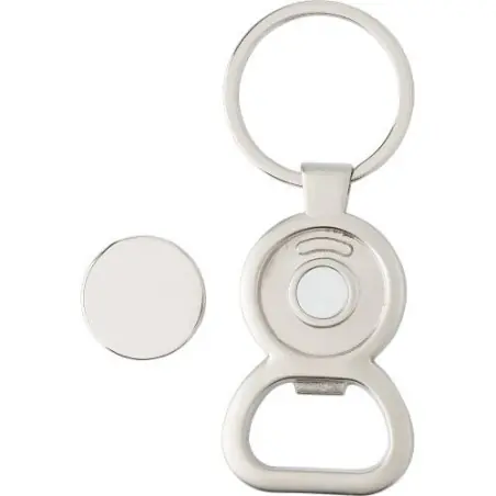 Porte-clés en métal écologique avec décapsuleur pour cadeau d'entreprise Soren Matières : coton Couleurs : bleu marine objet pro